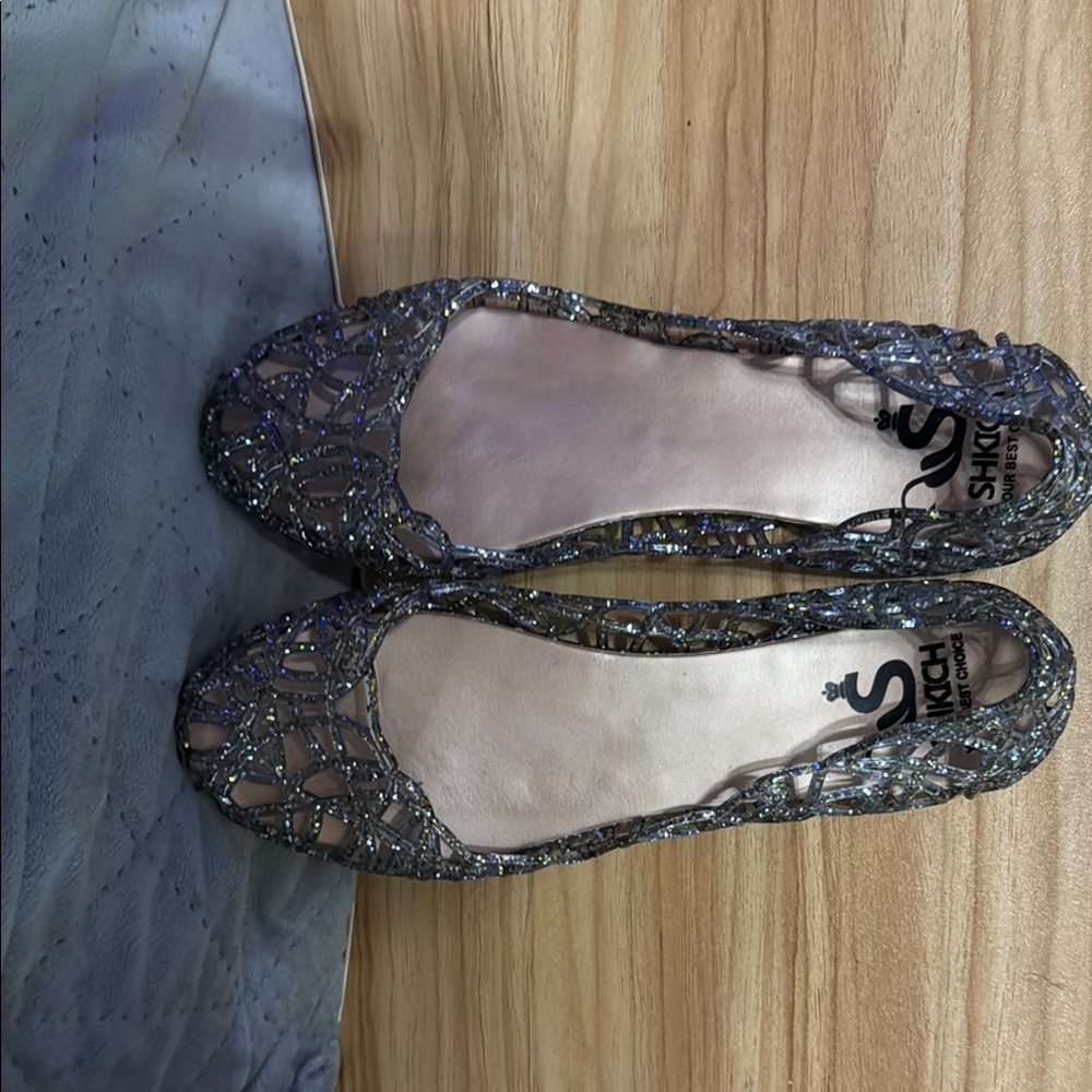 Shiekh Women's Sparkling Mesh Flats - Silver